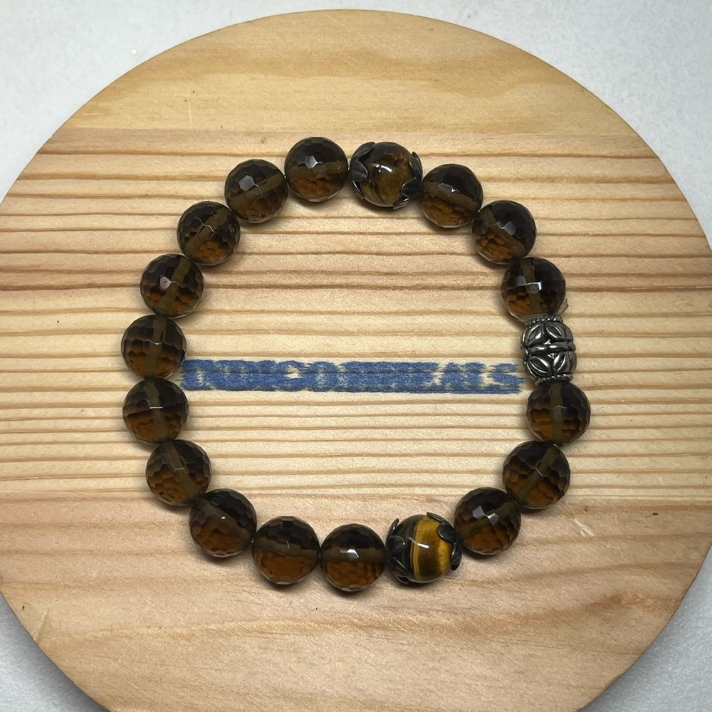 Smokey quartz Healing Bracelet with sterling Silver Accent